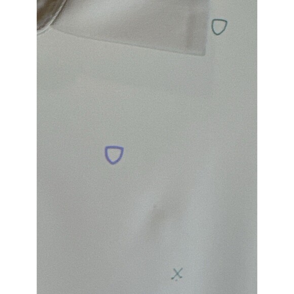 Nike Golf Polo Men L Pale Yellow Dri-Fit Icon Shield Print Shirt Light Stain - Picture 3 of 6